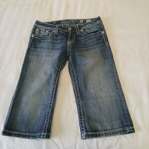 Miss Me Bermuda Embellished Capri Denim Jeans Girls Size 16